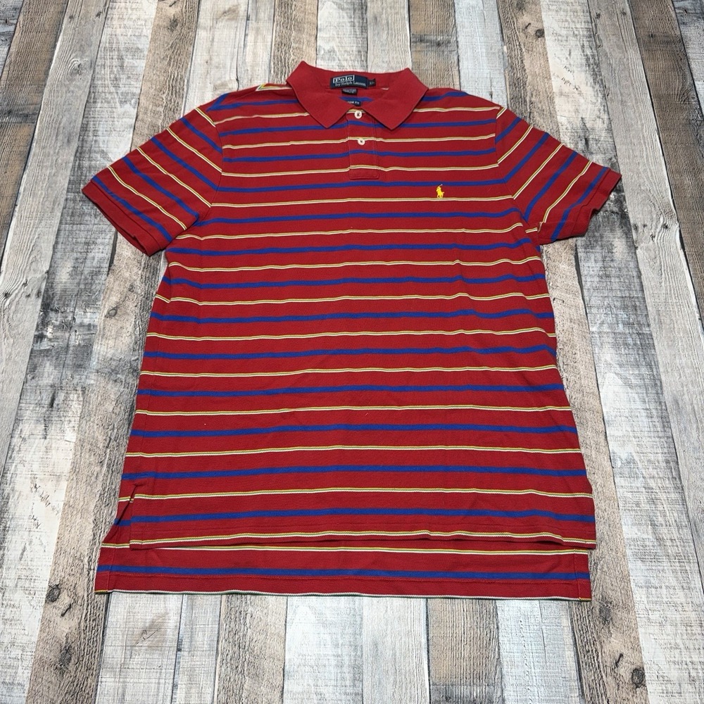 Vintage Polo Ralph Lauren Polo Shirt‎ Youth XL Red Striped USA Made Preppy Pony